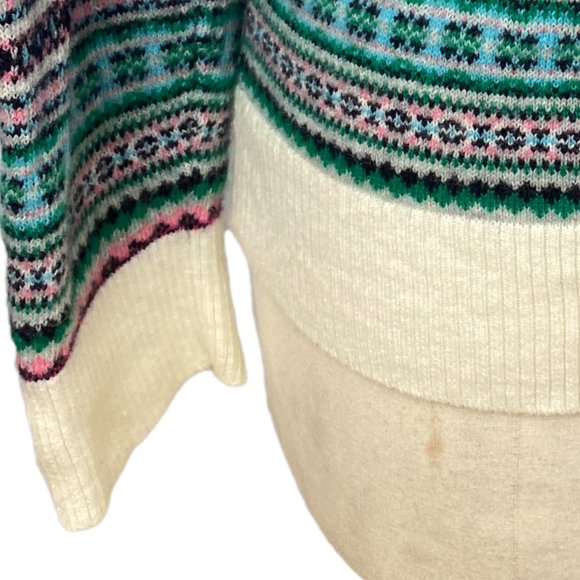 Talbots Wool Blend Fair Isle Sweater Stripe Bold Ski-Après Nordic Cabincore-MP - Picture 4 of 11